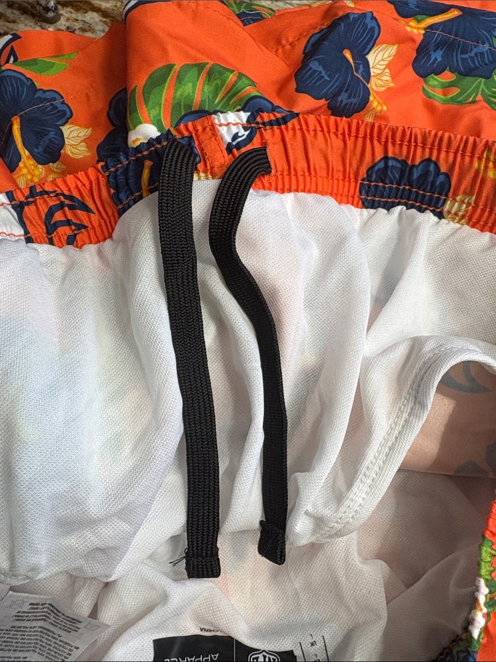 NFL Denver Broncos Orange Floral Men's Swim Shorts Size Large -- washed not worn - Picture 7 of 7